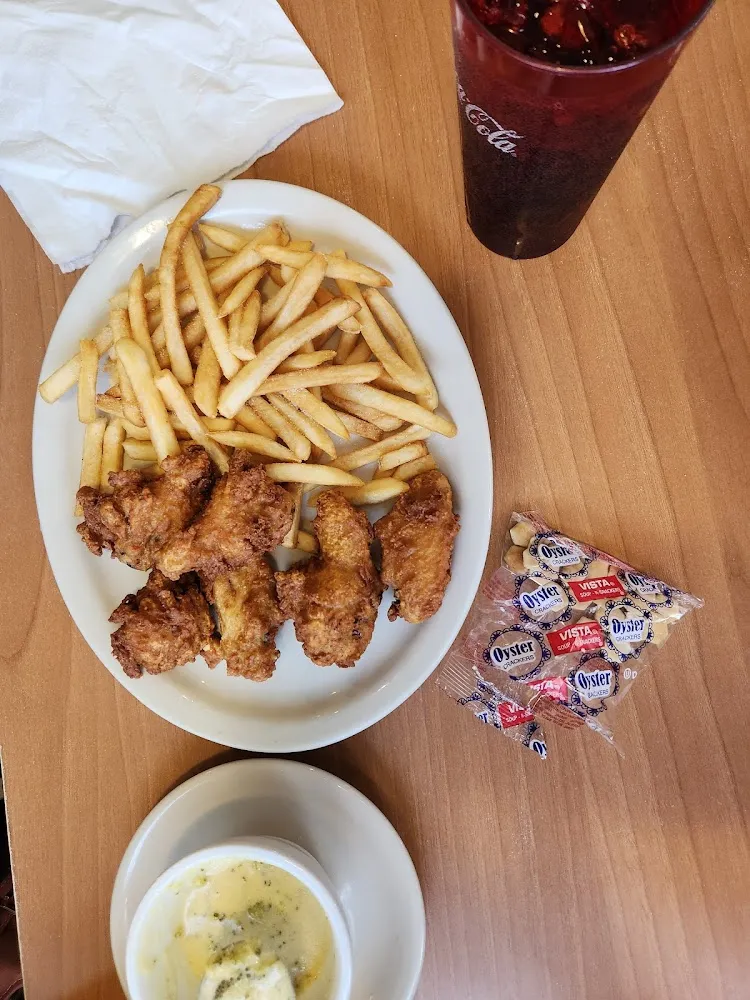 Chicken Wings Fries and Cream of Broccoli Soup